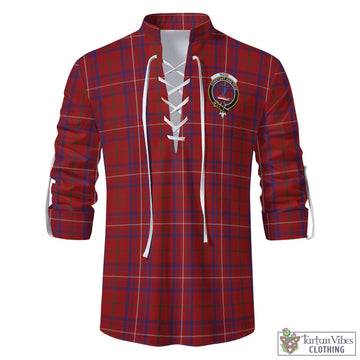 Rose Tartan Men's Scottish Traditional Jacobite Ghillie Kilt Shirt with Family Crest