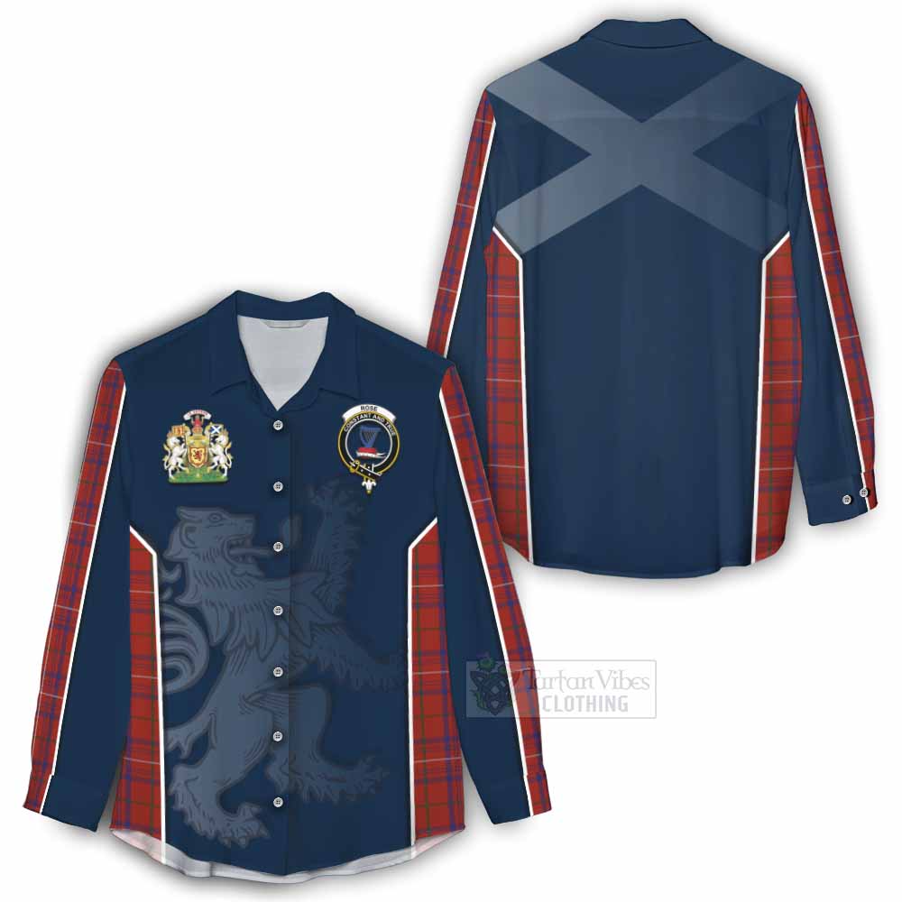 Tartan Vibes Clothing Rose Tartan Women's Casual Shirt with Family Crest and Lion Rampant Vibes Sport Style