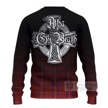 Rose Tartan Knitted Sweater Featuring Alba Gu Brath Family Crest Celtic Inspired