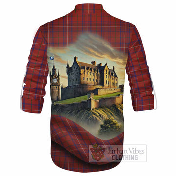 Rose Tartan Family Crest Ghillie Kilt Shirt with Scottish Ancient Castle Style - Tartan Vibes Clothing
