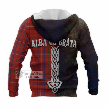 Rose Tartan Family Crest Knitted Hoodie Alba Gu Brath Be Brave Lion Ancient Style