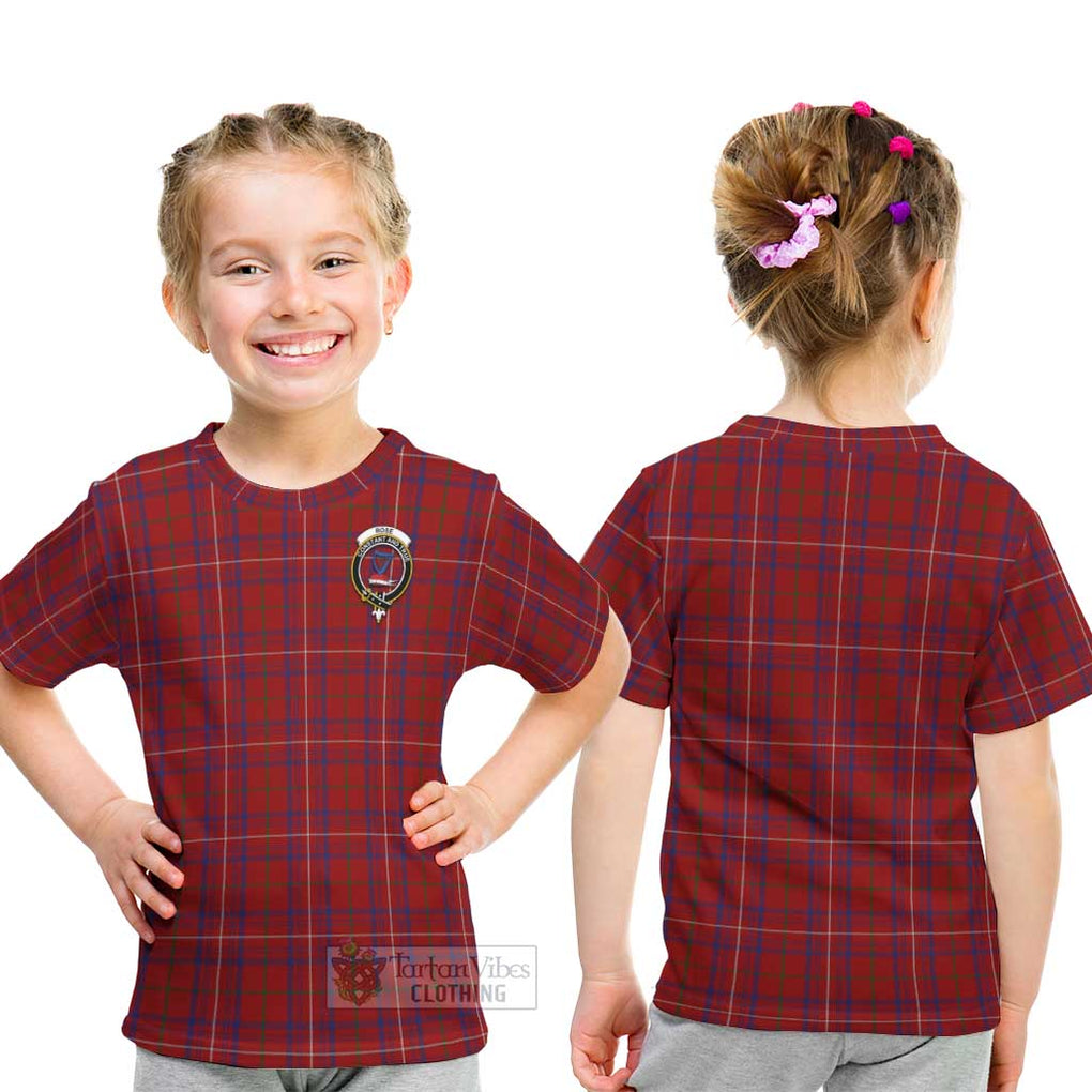 Rose Tartan Kid T-Shirt with Family Crest - Tartanvibesclothing Shop