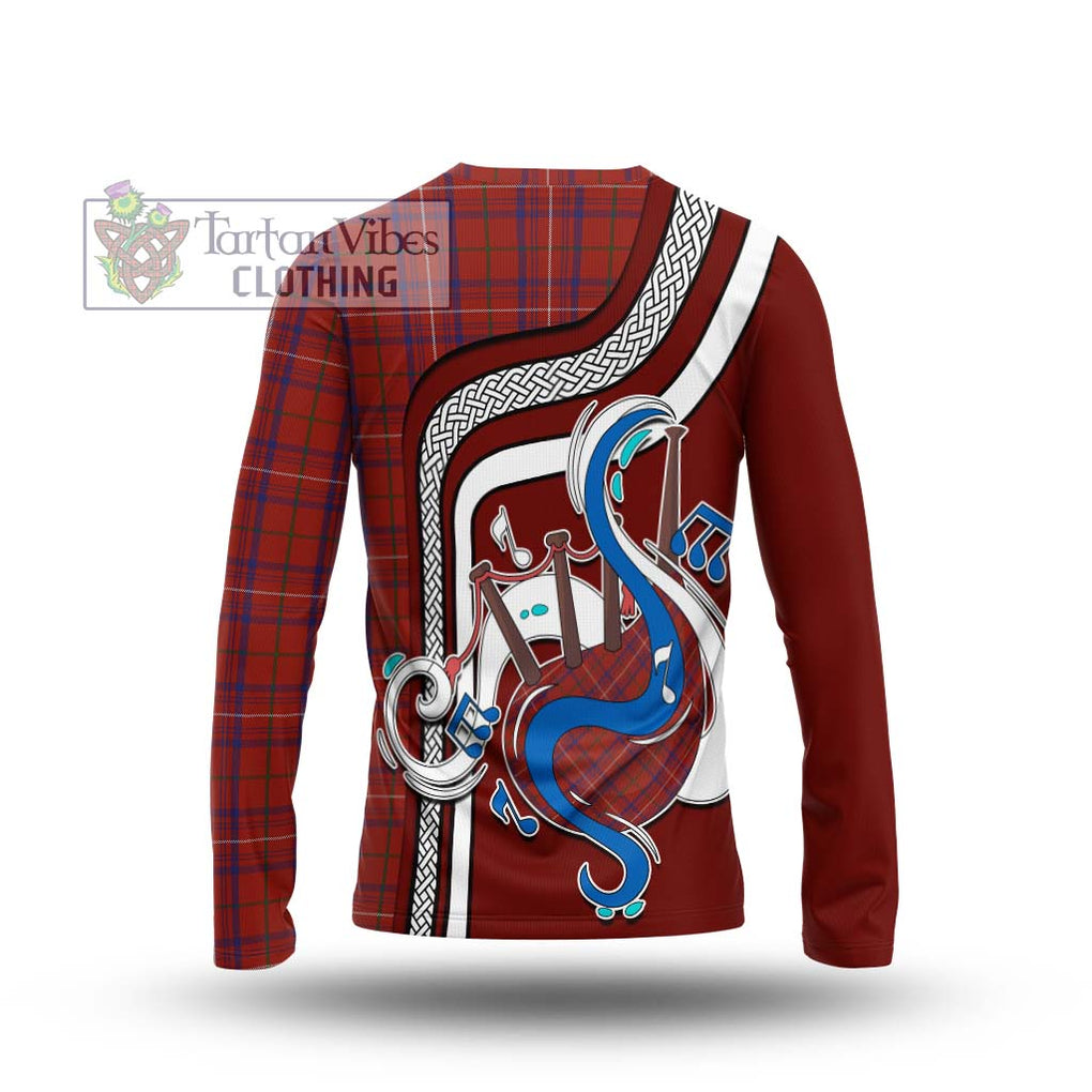 Tartan Vibes Clothing Rose Tartan Long Sleeve T-Shirt with Epic Bagpipe Style