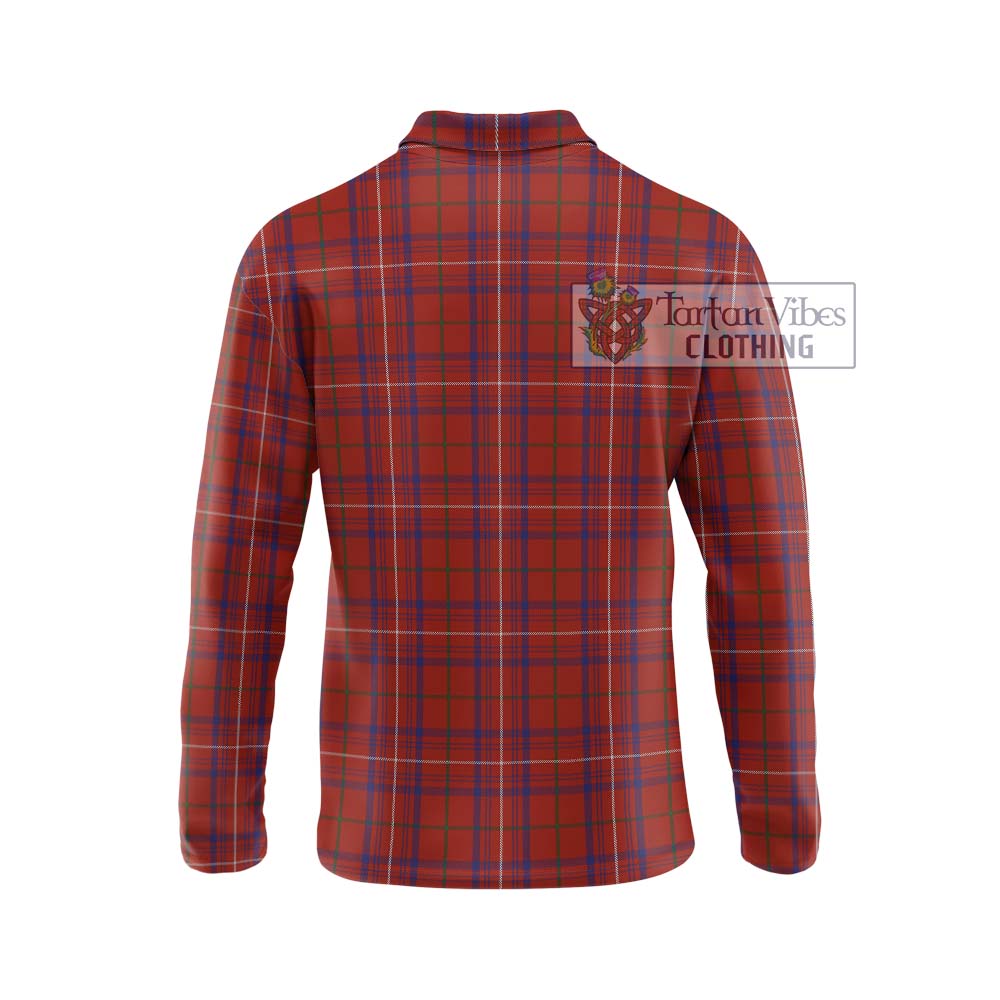 Rose Tartan Long Sleeve Polo Shirt with Family Crest DNA In Me Style - Tartanvibesclothing Shop