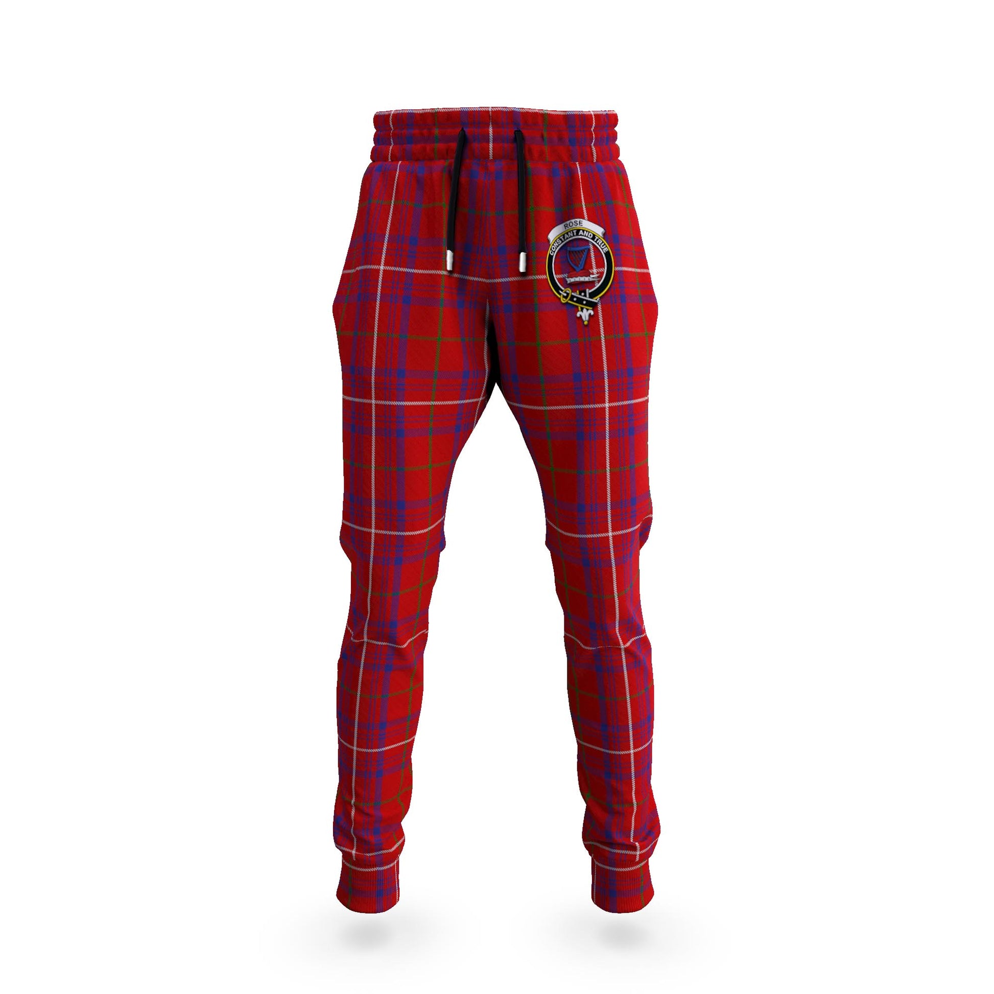 Rose Tartan Joggers Pants with Family Crest 5XL - Tartan Vibes Clothing