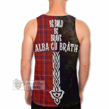 Rose Tartan Family Crest Men's Tank Top Alba Gu Brath Be Brave Lion Ancient Style