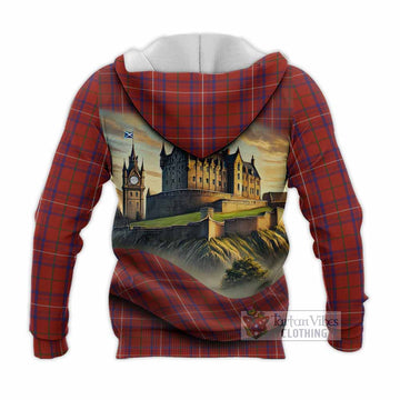 Rose Tartan Family Crest Knitted Hoodie with Scottish Ancient Castle Style