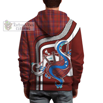 Rose Tartan Hoodie with Epic Bagpipe Style