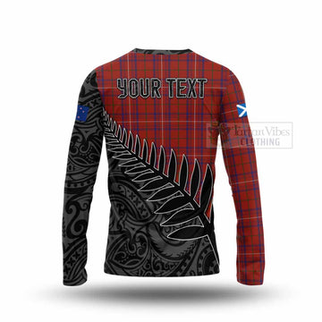 Rose Crest Tartan Long Sleeve T-Shirt with New Zealand Silver Fern Half Style