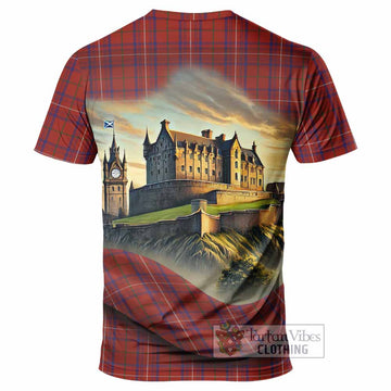 Rose Tartan Family Crest T-Shirt with Scottish Ancient Castle Style