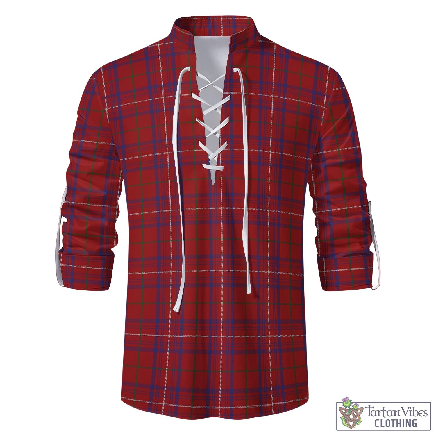 Tartan Vibes Clothing Rose Tartan Men's Scottish Traditional Jacobite Ghillie Kilt Shirt