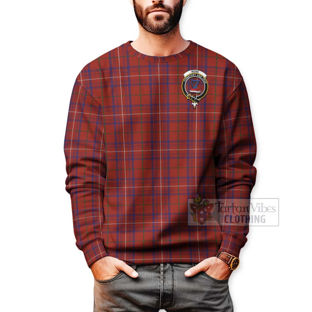 Tartan Vibes Clothing Rose Tartan Sweatshirt with Family Crest and Bearded Skull Holding Bottles of Whiskey