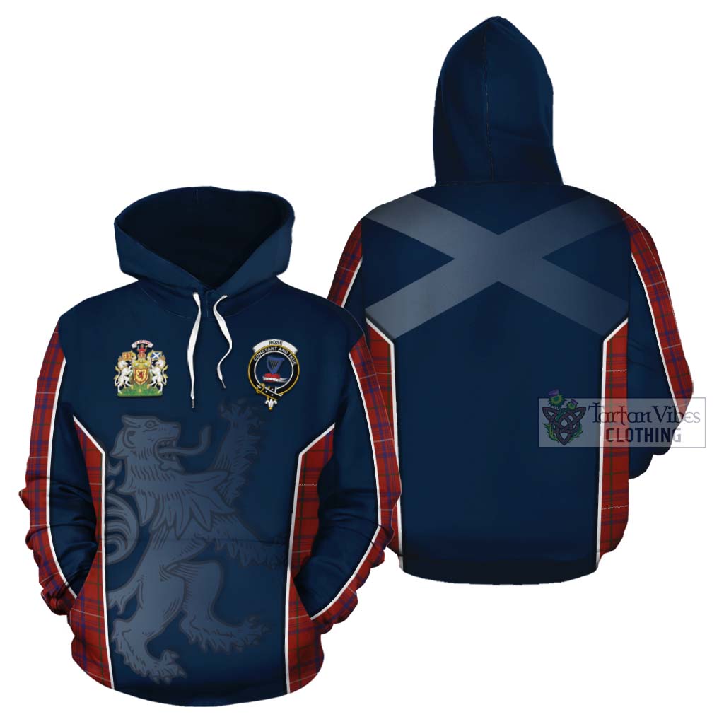 Tartan Vibes Clothing Rose Tartan Cotton Hoodie with Family Crest and Lion Rampant Vibes Sport Style