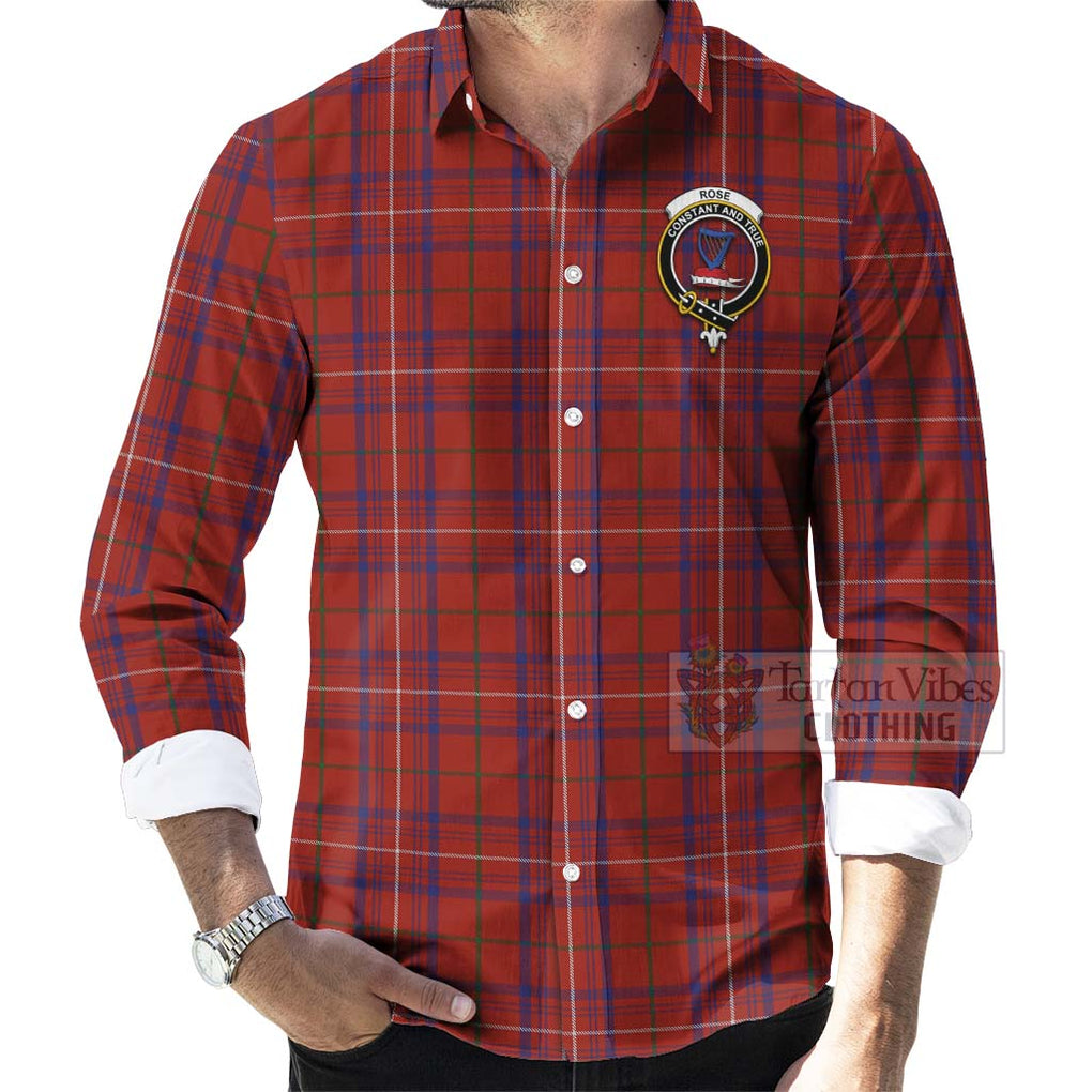 Tartan Vibes Clothing Rose Tartan Long Sleeve Button Shirt with Family Crest and Bearded Skull Holding Bottles of Whiskey