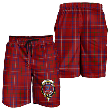 Rose Tartan Mens Shorts with Family Crest