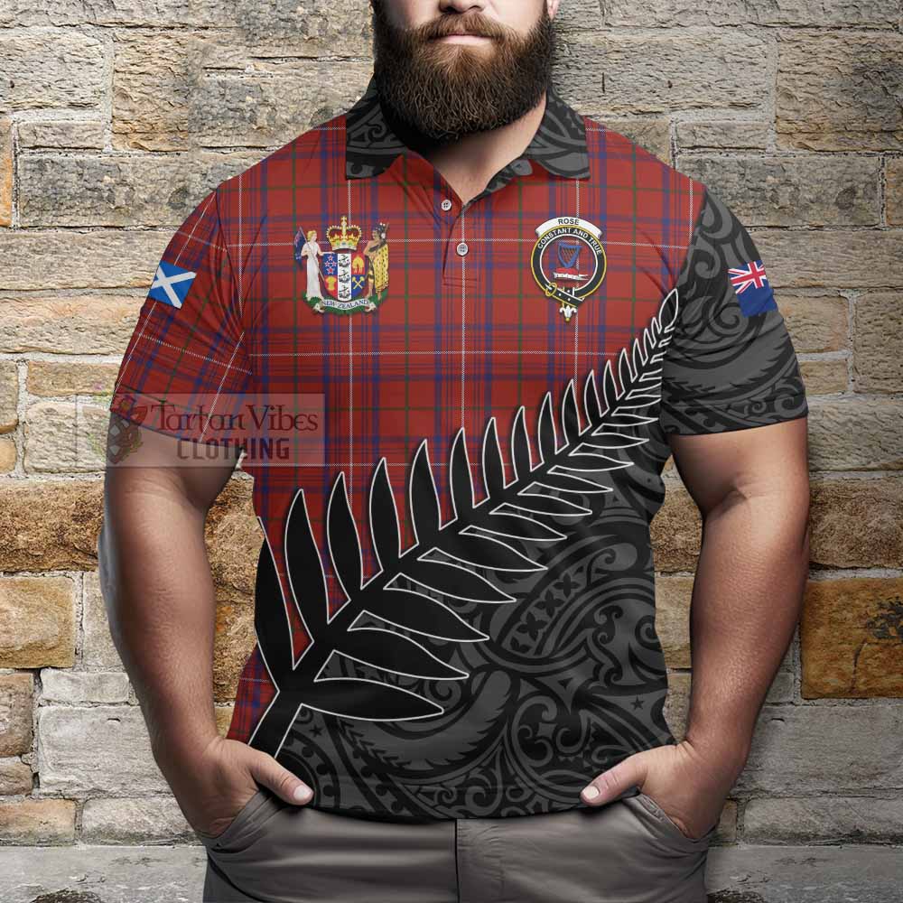 Tartan Vibes Clothing Rose Crest Tartan Polo Shirt with New Zealand Silver Fern Half Style