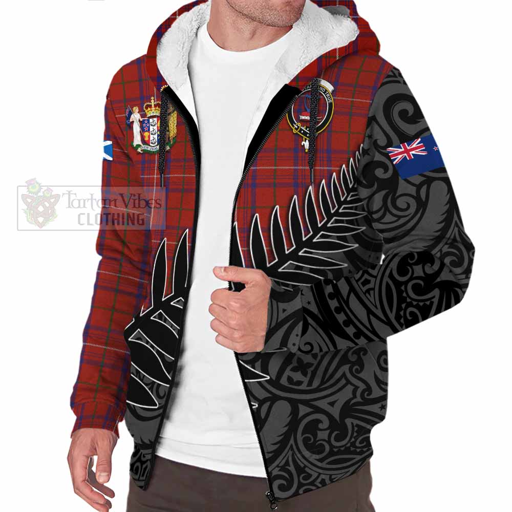 Tartan Vibes Clothing Rose Crest Tartan Sherpa Hoodie with New Zealand Silver Fern Half Style