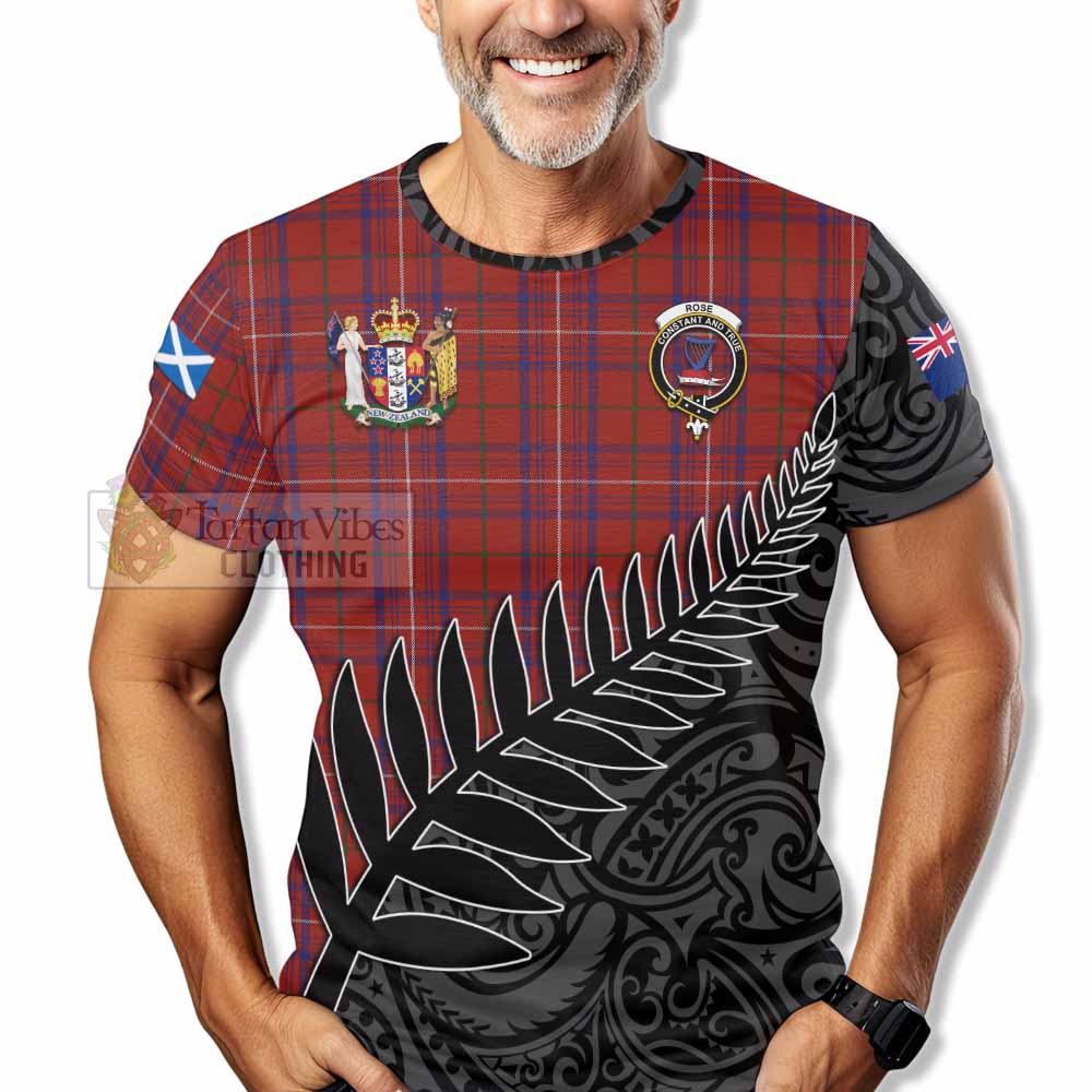 Tartan Vibes Clothing Rose Crest Tartan T-Shirt with New Zealand Silver Fern Half Style