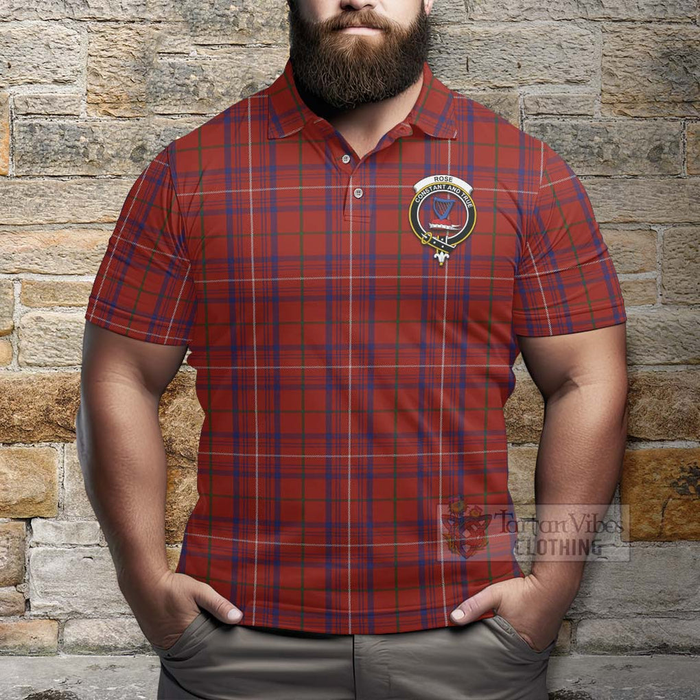 Tartan Vibes Clothing Rose Tartan Polo Shirt with Family Crest and Bearded Skull Holding Bottles of Whiskey