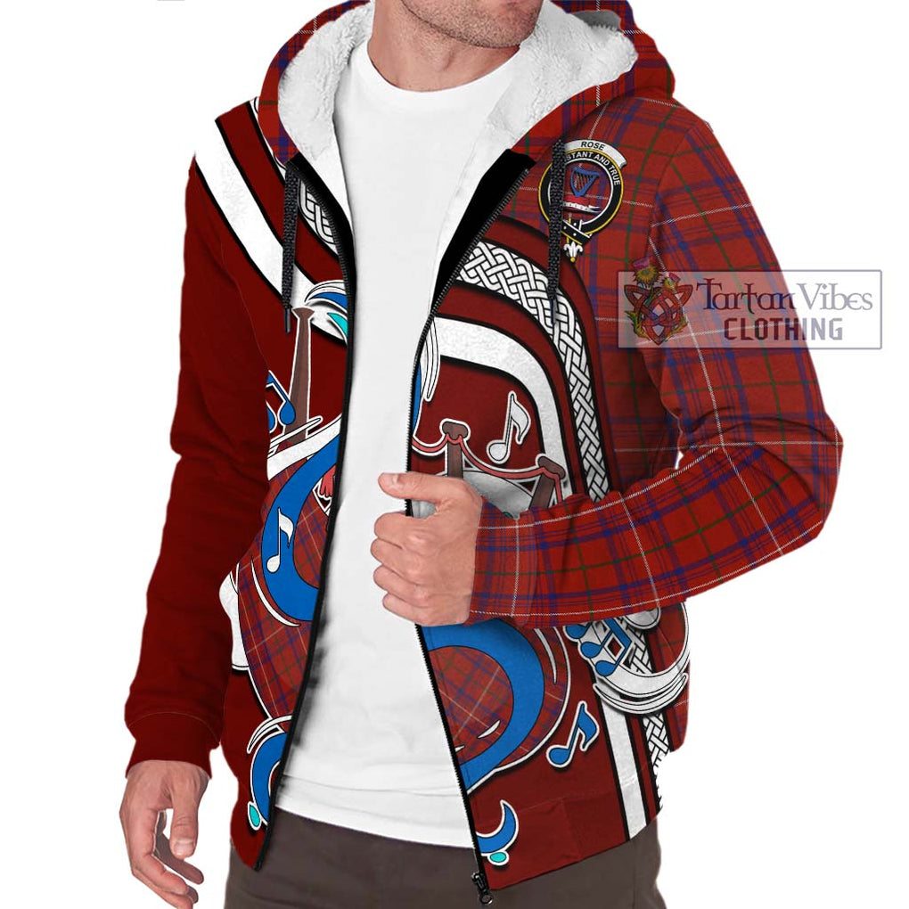 Rose Tartan Sherpa Hoodie with Epic Bagpipe Style Unisex - Tartanvibesclothing Shop