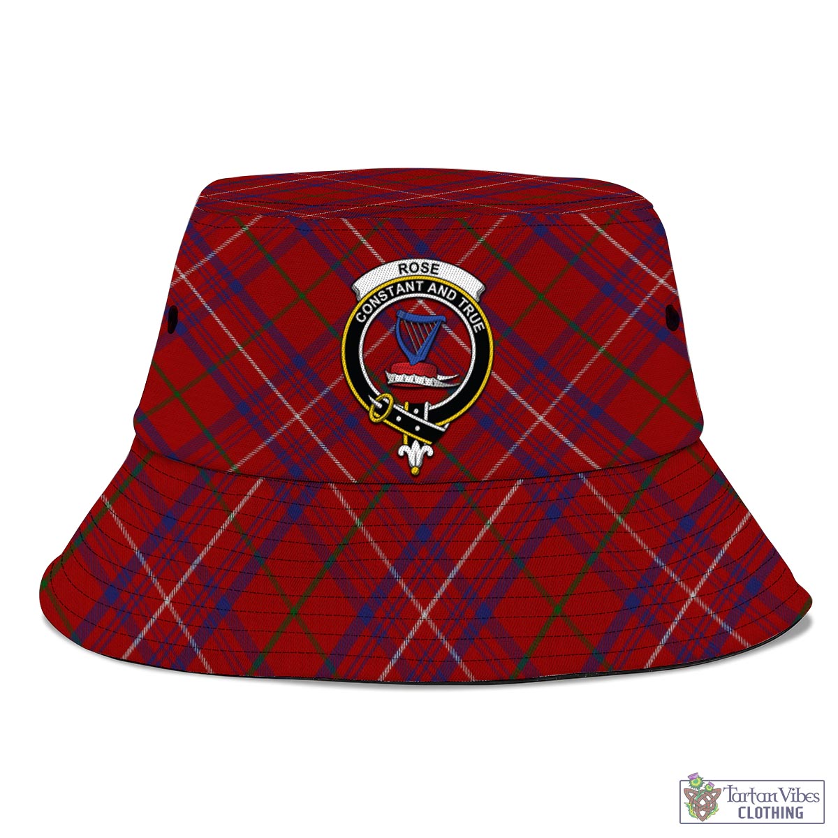 Tartan Vibes Clothing Rose Tartan Bucket Hat with Family Crest