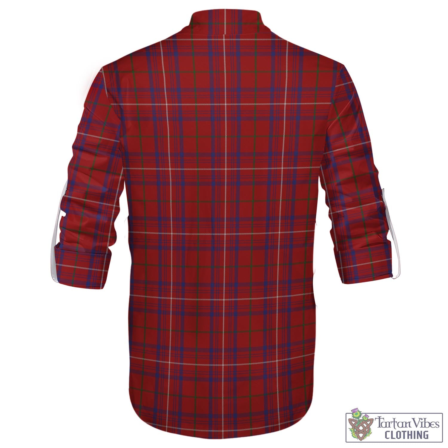 Tartan Vibes Clothing Rose Tartan Men's Scottish Traditional Jacobite Ghillie Kilt Shirt with Family Crest