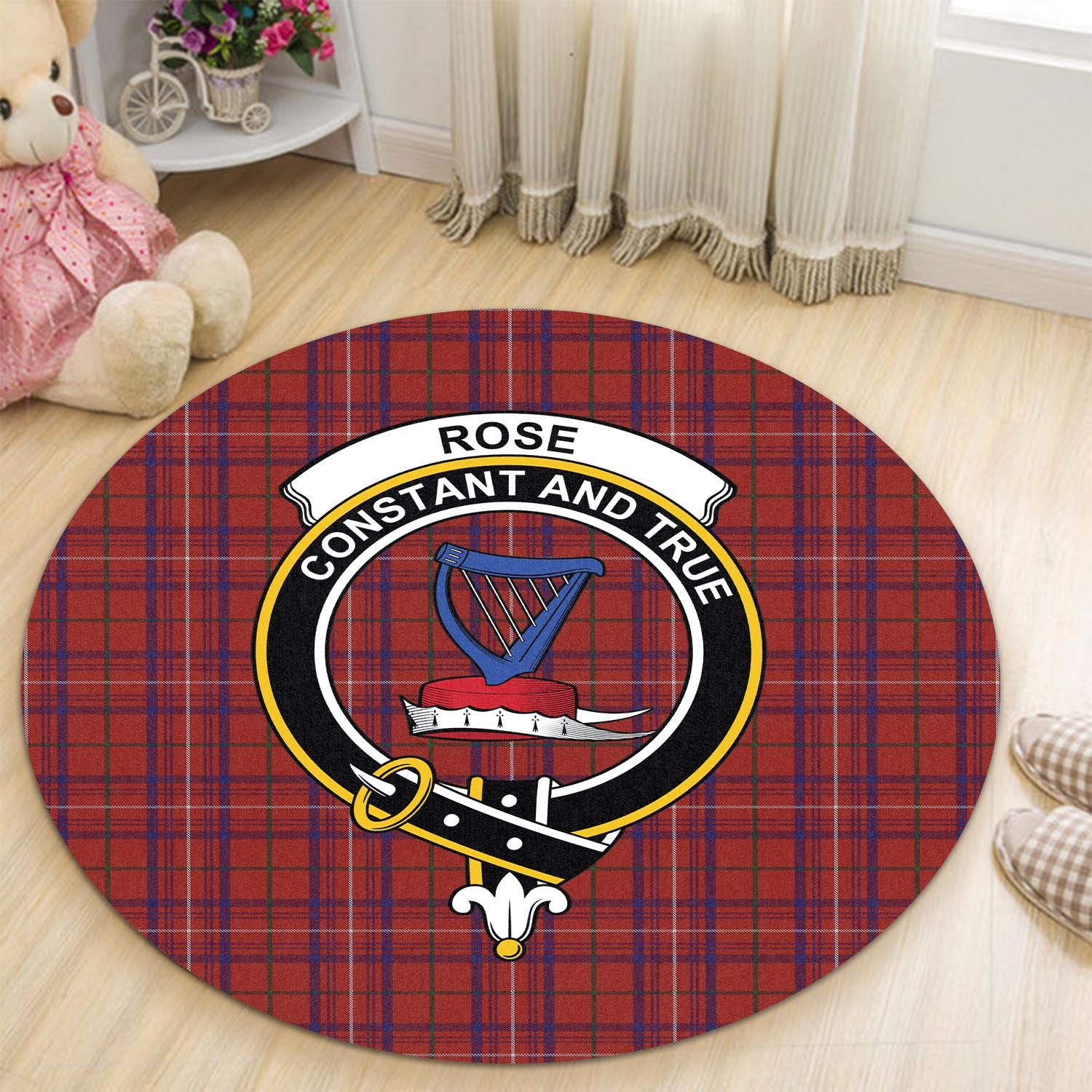 rose-tartan-round-rug-with-family-crest