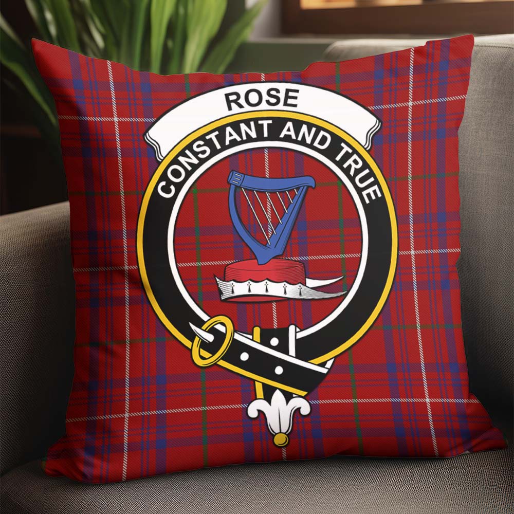 Rose Tartan Pillow Cover with Family Crest - Tartanvibesclothing