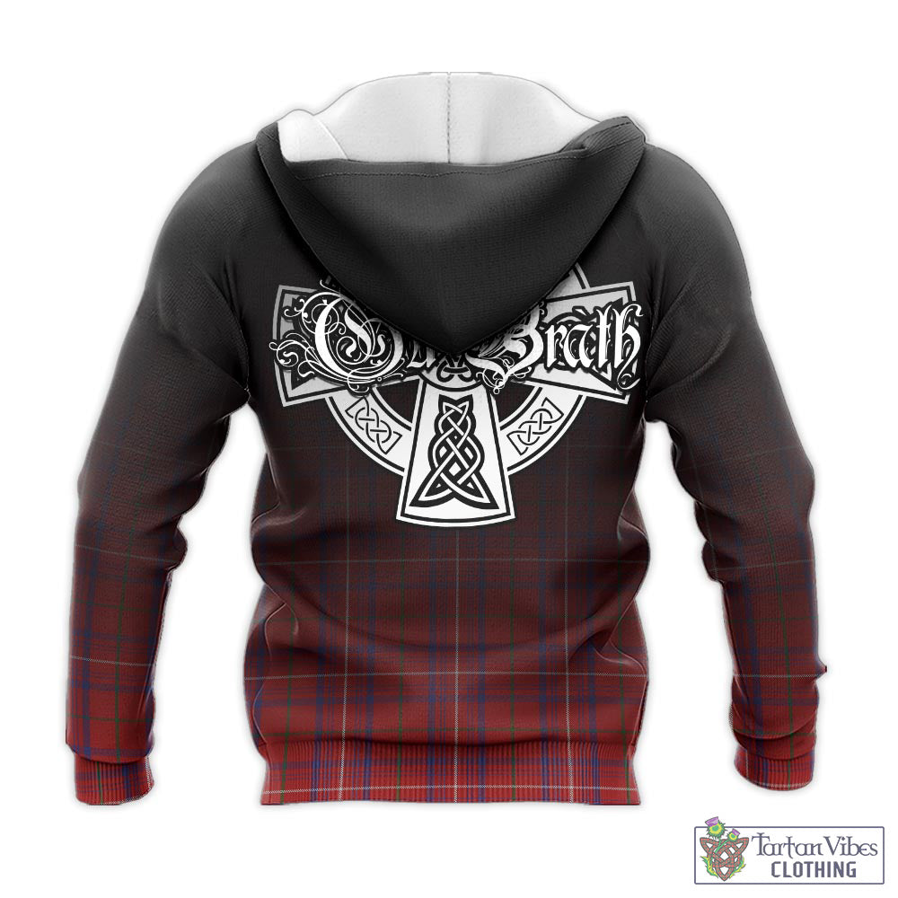 Tartan Vibes Clothing Rose Tartan Knitted Hoodie Featuring Alba Gu Brath Family Crest Celtic Inspired