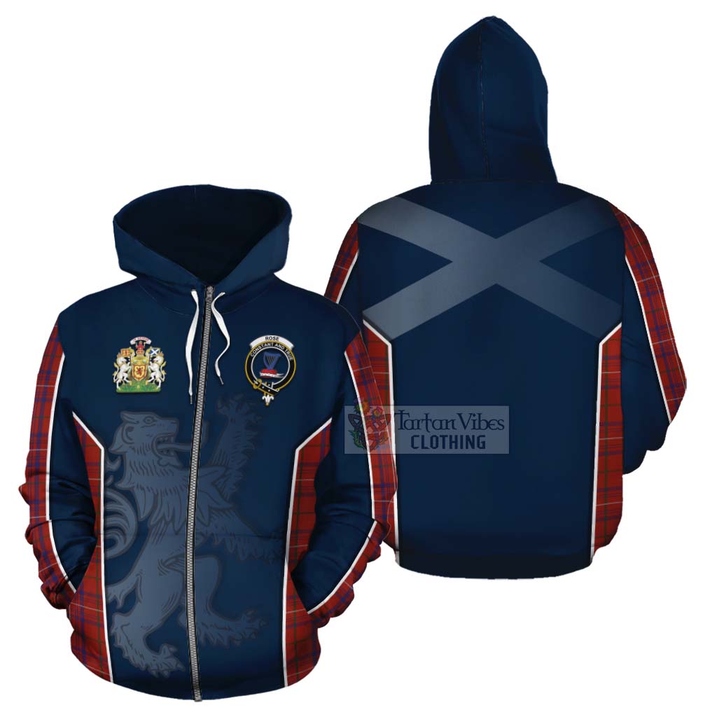 Tartan Vibes Clothing Rose Tartan Cotton Hoodie with Family Crest and Lion Rampant Vibes Sport Style