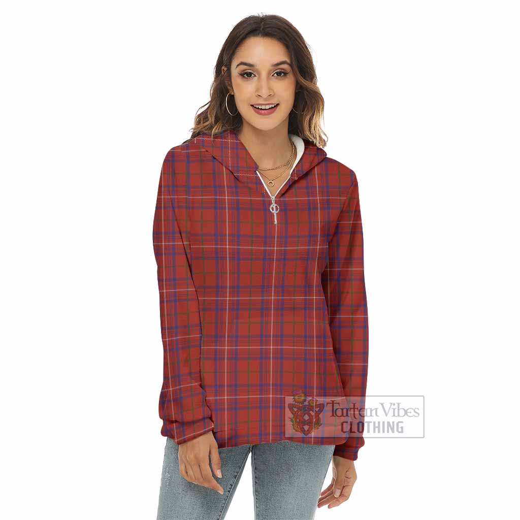 Rose Tartan Women's Borg Fleece Hoodie with Half Zip - Tartan Vibes Clothing