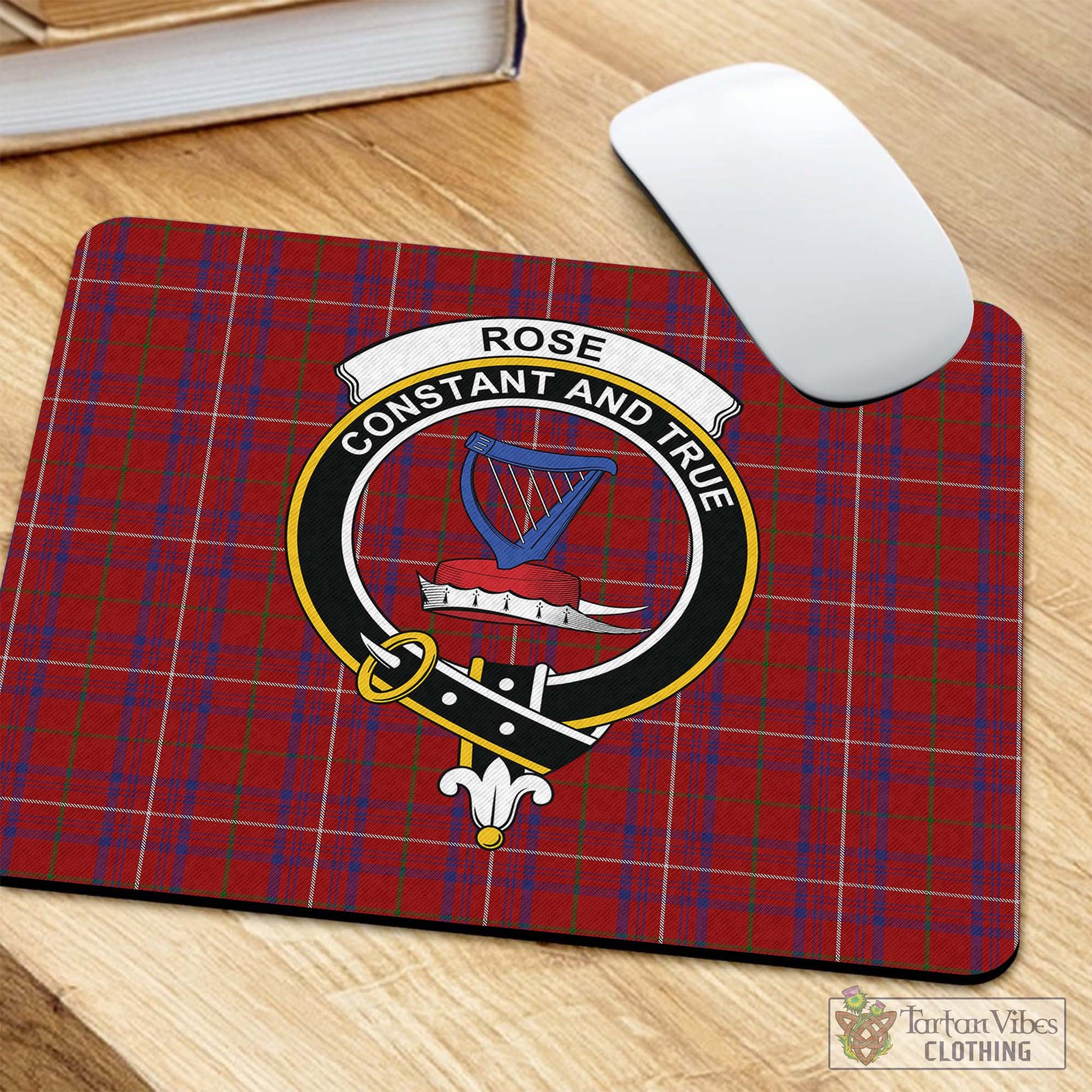 Tartan Vibes Clothing Rose Tartan Mouse Pad with Family Crest