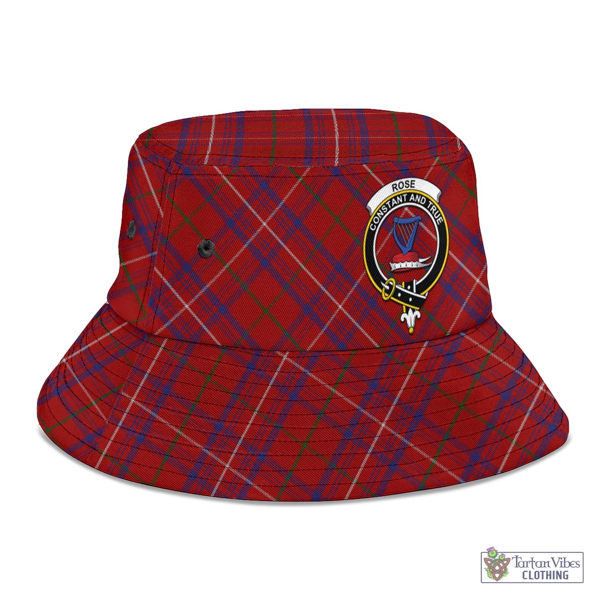 Tartan Vibes Clothing Rose Tartan Bucket Hat with Family Crest