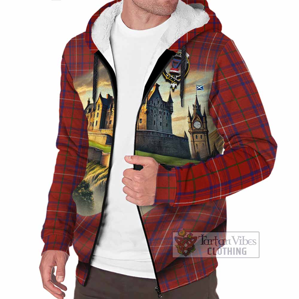 Rose Tartan Family Crest Sherpa Hoodie with Scottish Ancient Castle Style - Tartan Vibes Clothing