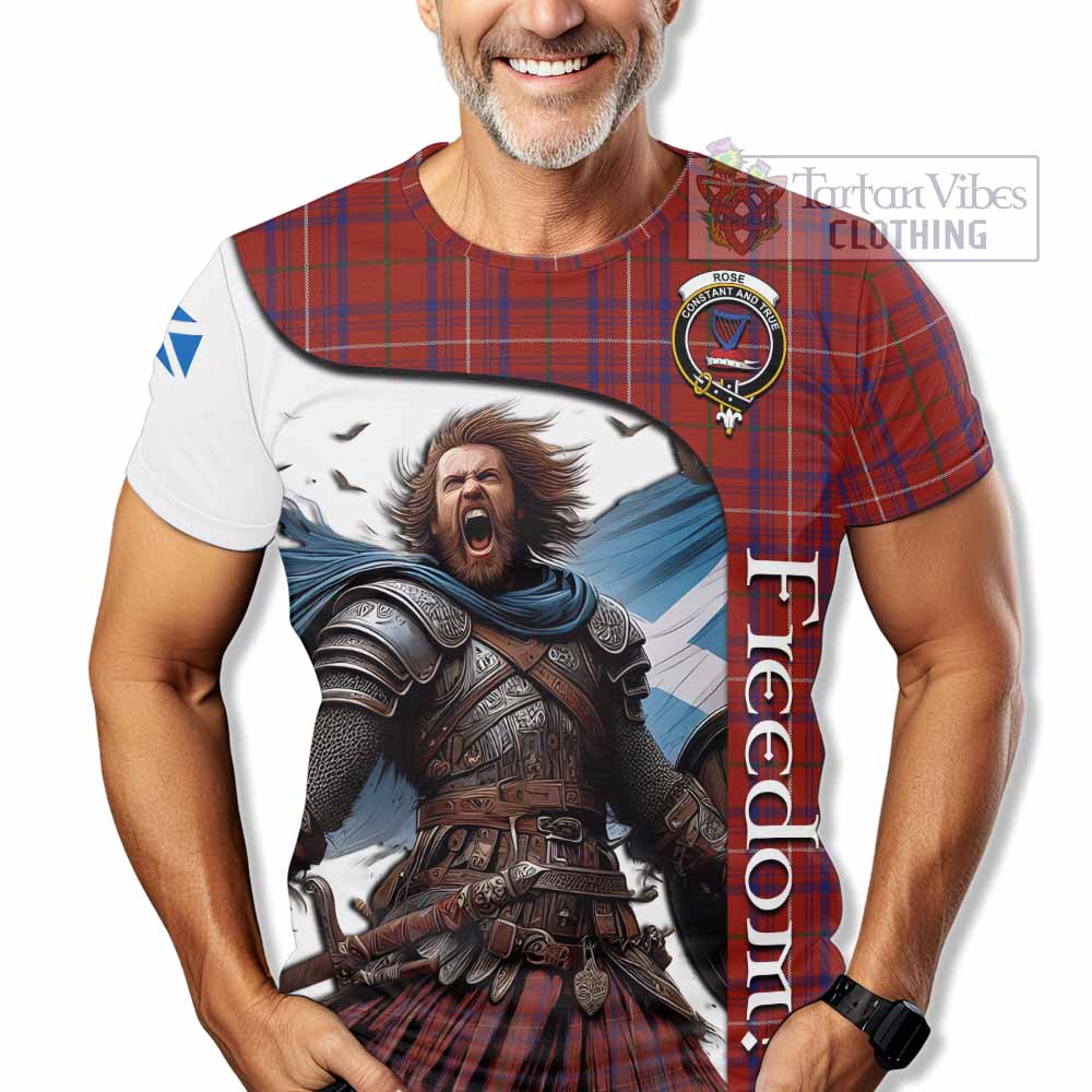 Rose Crest Tartan T-Shirt Inspired by the Freedom of Scottish Warrior