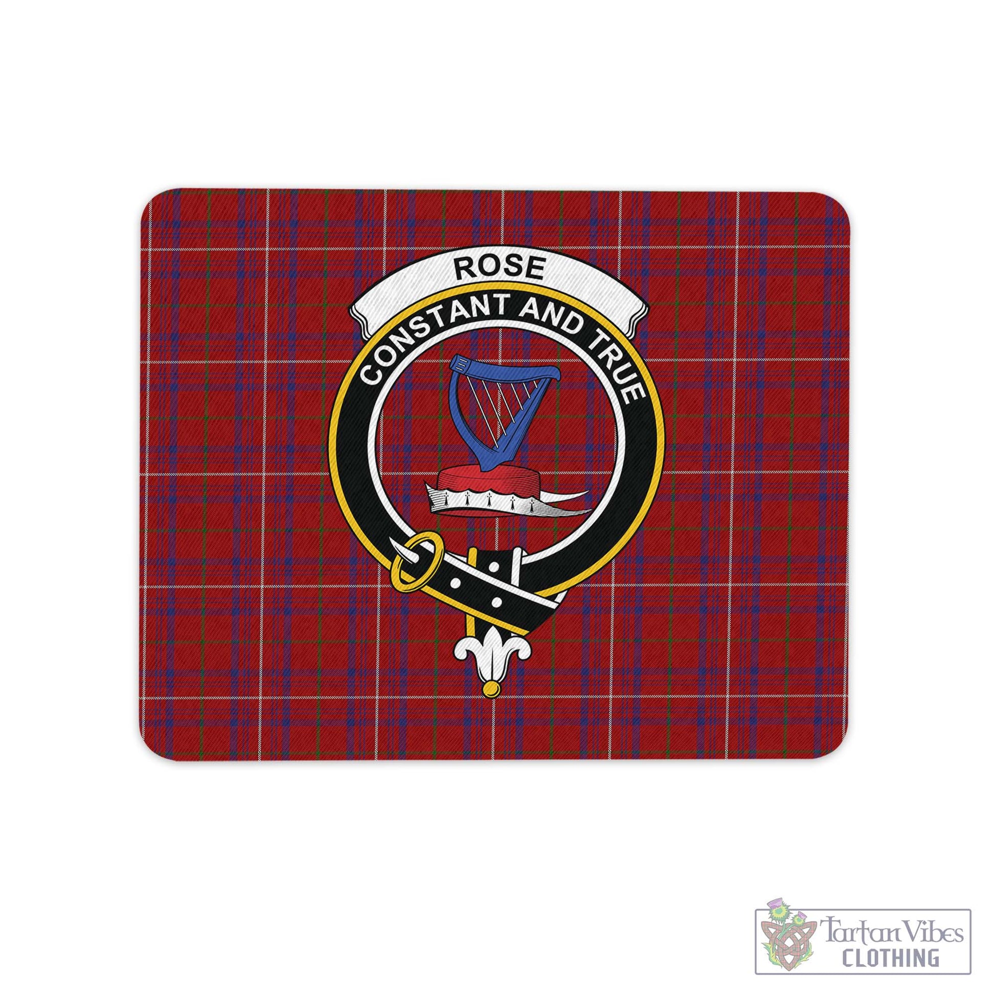 Tartan Vibes Clothing Rose Tartan Mouse Pad with Family Crest