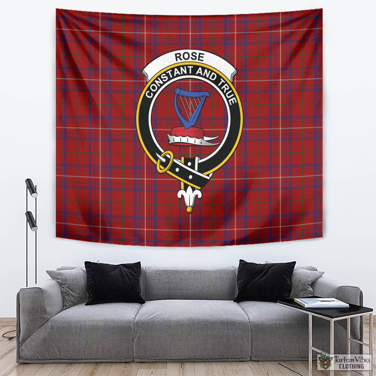 Tartan Vibes Clothing Rose Tartan Tapestry Wall Hanging and Home Decor for Room with Family Crest