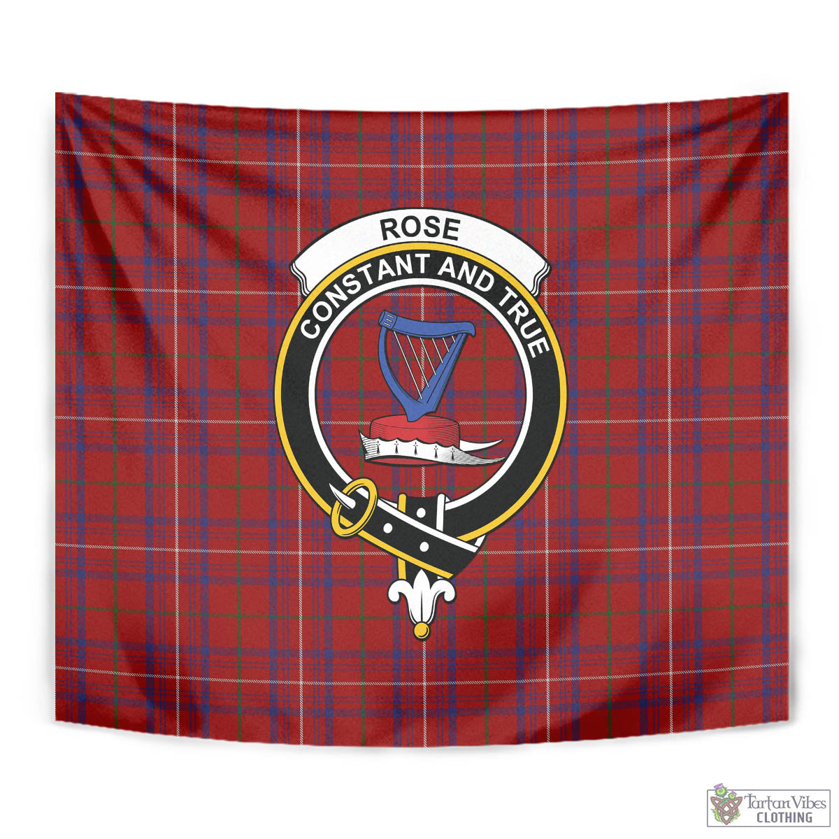 Tartan Vibes Clothing Rose Tartan Tapestry Wall Hanging and Home Decor for Room with Family Crest