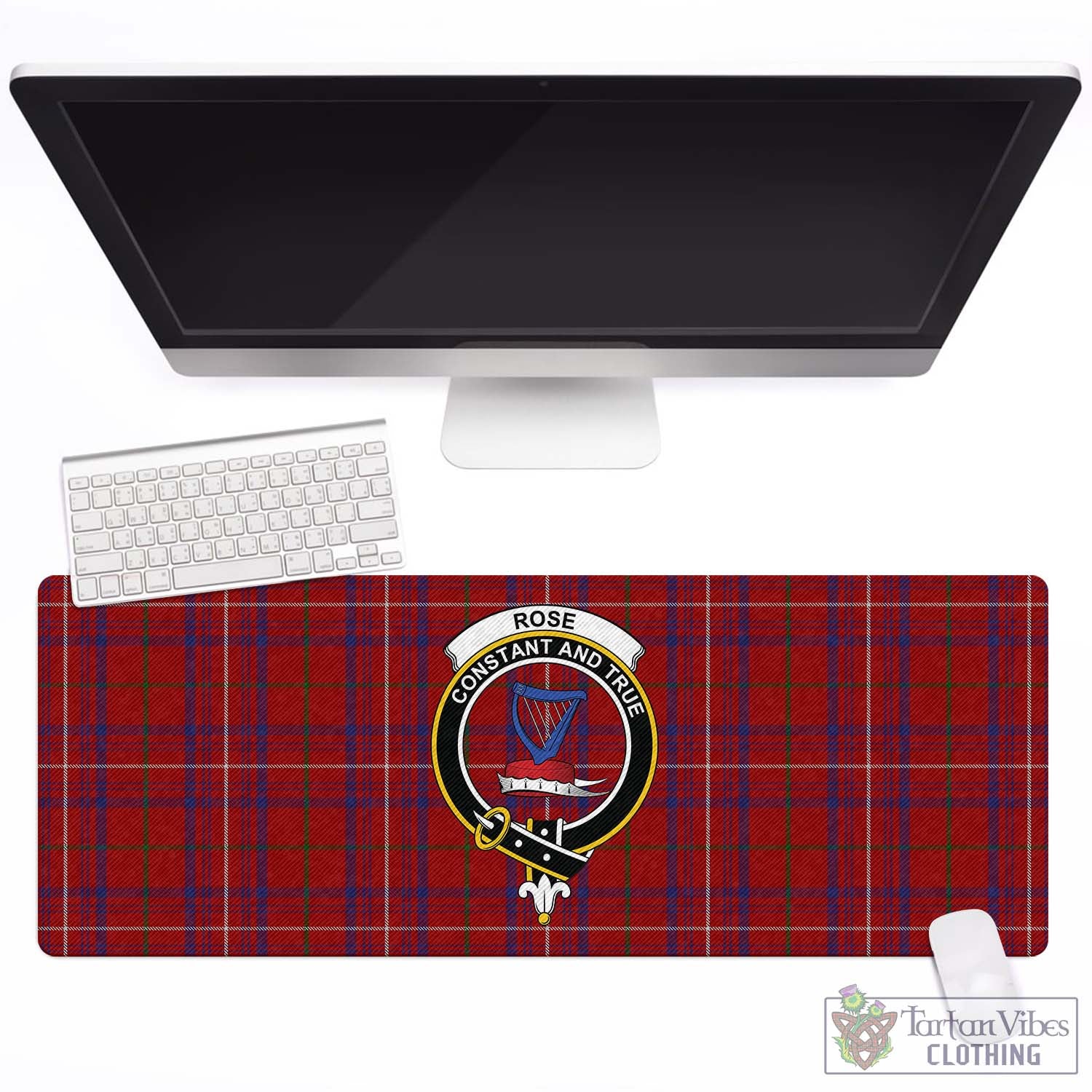 Tartan Vibes Clothing Rose Tartan Mouse Pad with Family Crest