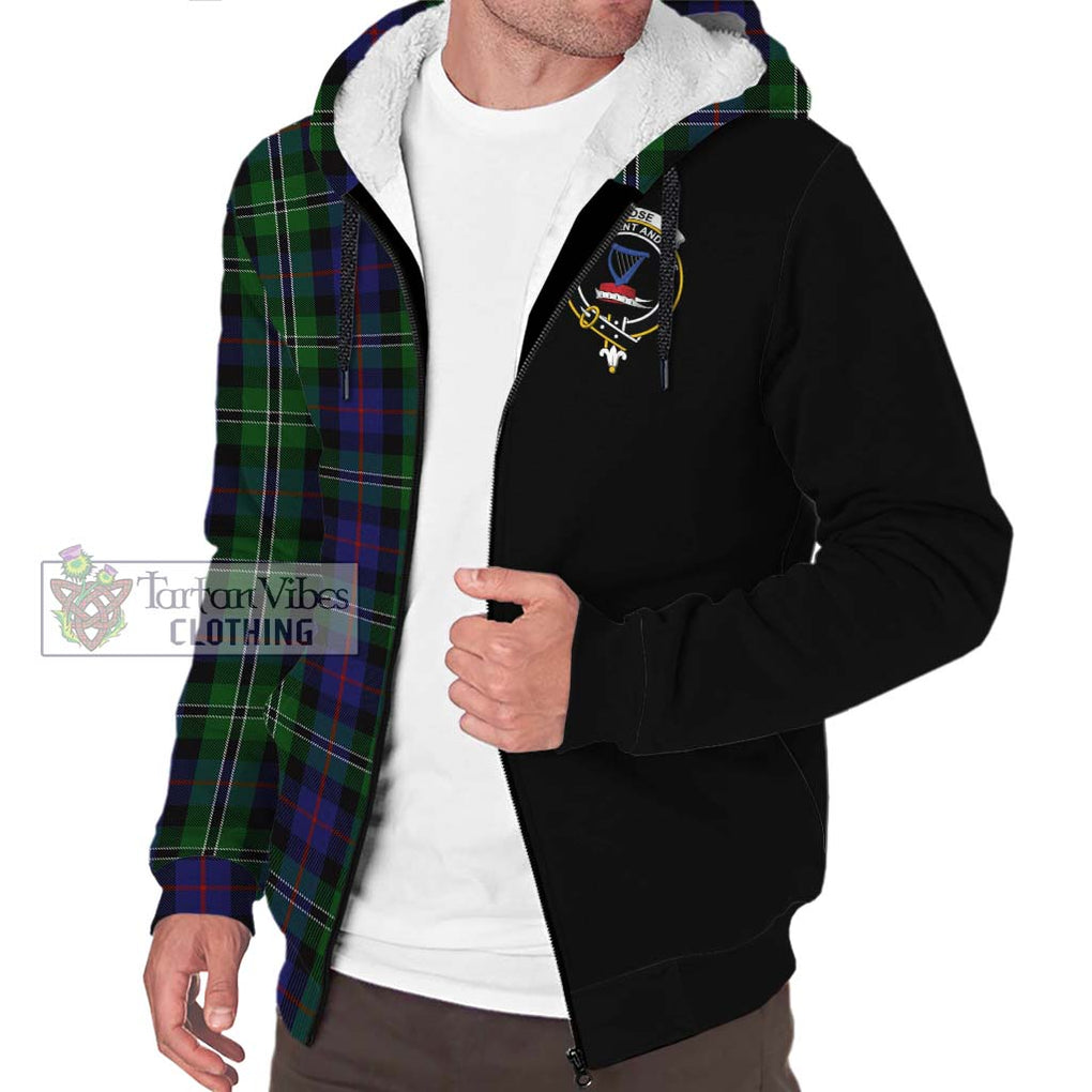 Rose Hunting Tartan Sherpa Hoodie with Family Crest and Half Of Me Style Unisex S - Tartanvibesclothing Shop