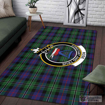 Rose Hunting Tartan Area Rug with Family Crest