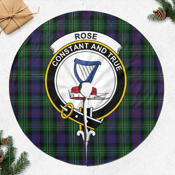 Rose Hunting Tartan Christmas Tree Skirt with Family Crest