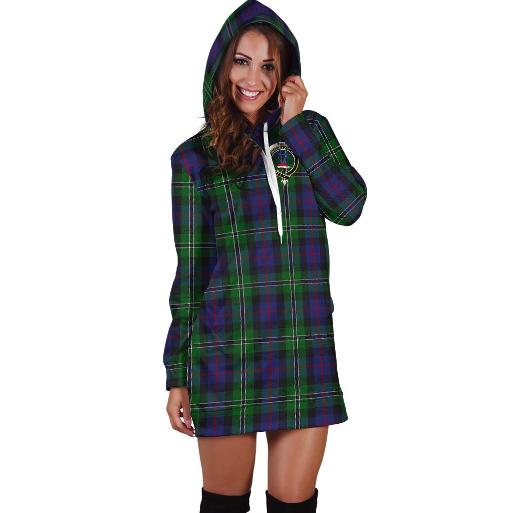 Rose Hunting Tartan Hoodie Dress with Family Crest - Tartan Vibes Clothing