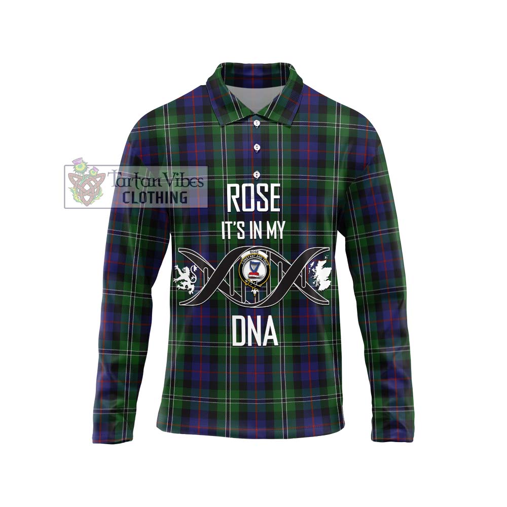 Rose Hunting Tartan Long Sleeve Polo Shirt with Family Crest DNA In Me Style Unisex - Tartanvibesclothing Shop