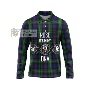 Rose Hunting Tartan Long Sleeve Polo Shirt with Family Crest DNA In Me Style