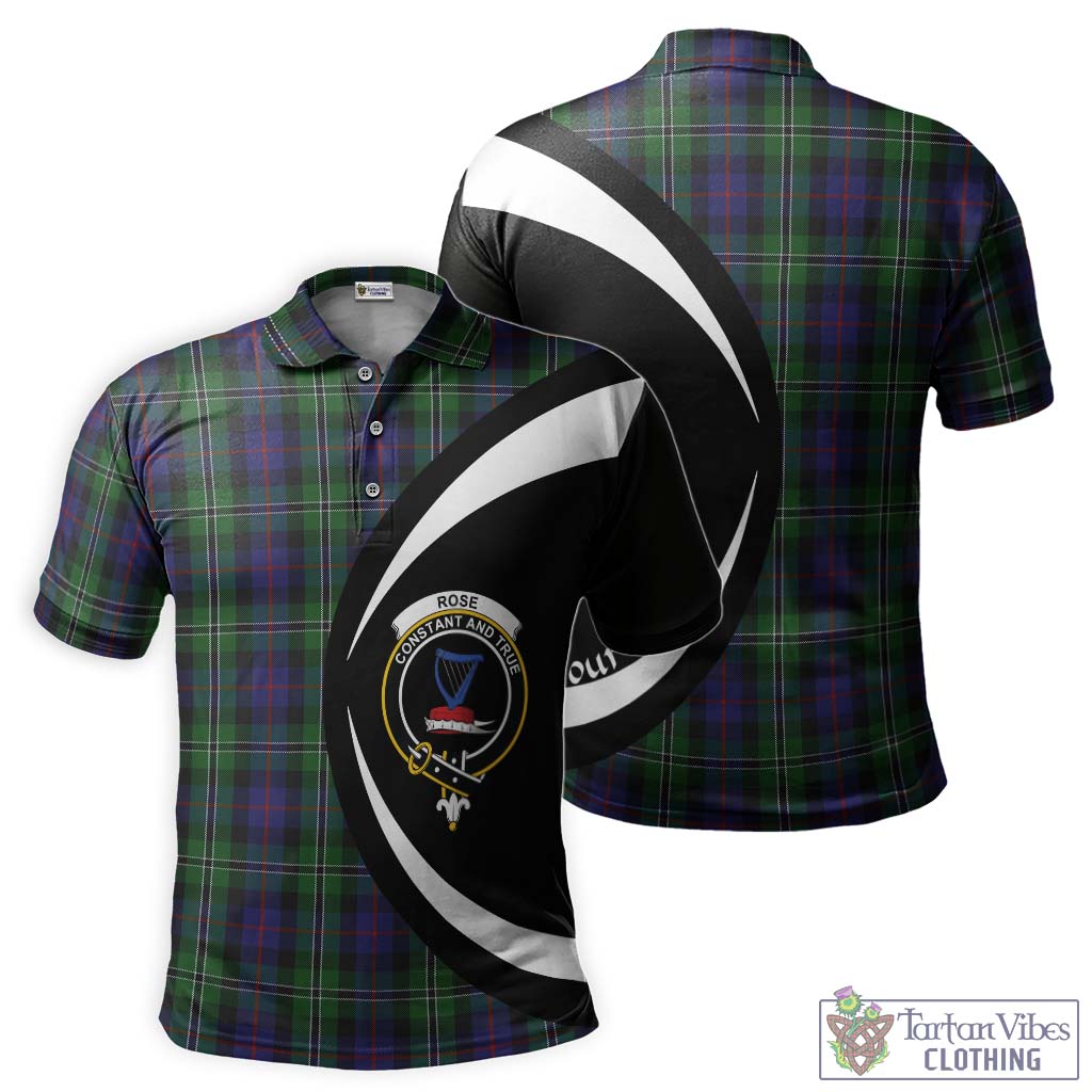 Tartan Vibes Clothing Rose Hunting Tartan Men's Polo Shirt with Family Crest Circle Style