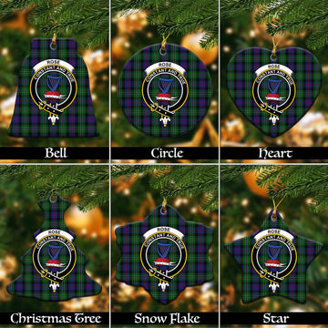 Rose Hunting Tartan Christmas Ceramic Ornaments with Family Crest