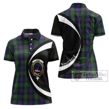 Rose Hunting Tartan Women's Polo Shirt with Family Crest Circle Style