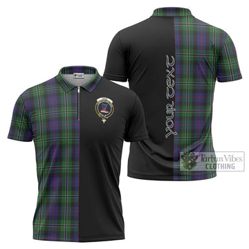 Rose Hunting Tartan Zipper Polo Shirt with Family Crest and Half Of Me Style