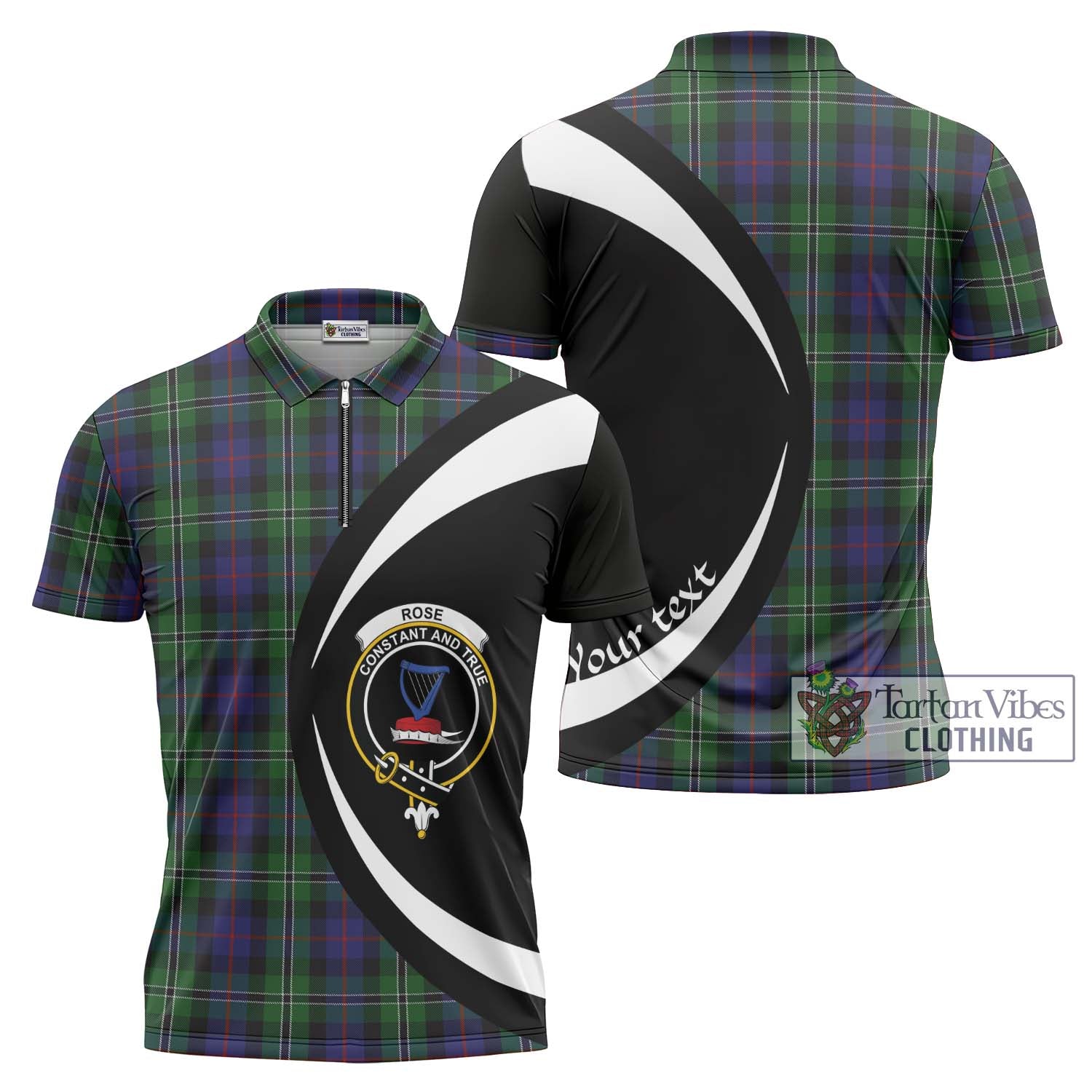 Tartan Vibes Clothing Rose Hunting Tartan Zipper Polo Shirt with Family Crest Circle Style